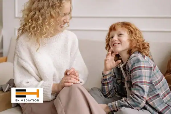 Happy mother and child after sorting child arrangements mediation Cleethorpes